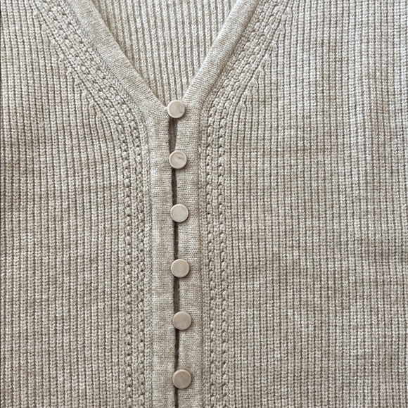 Cyrus Taupe V-Neck Button Sweater - Picture 3 of 8